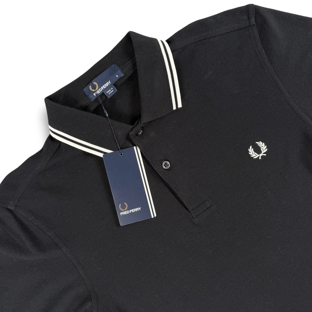 Fred Perry Polo Shirt Mens S Black Twin Tipped M3600 Short Sleeve Pique Fabric